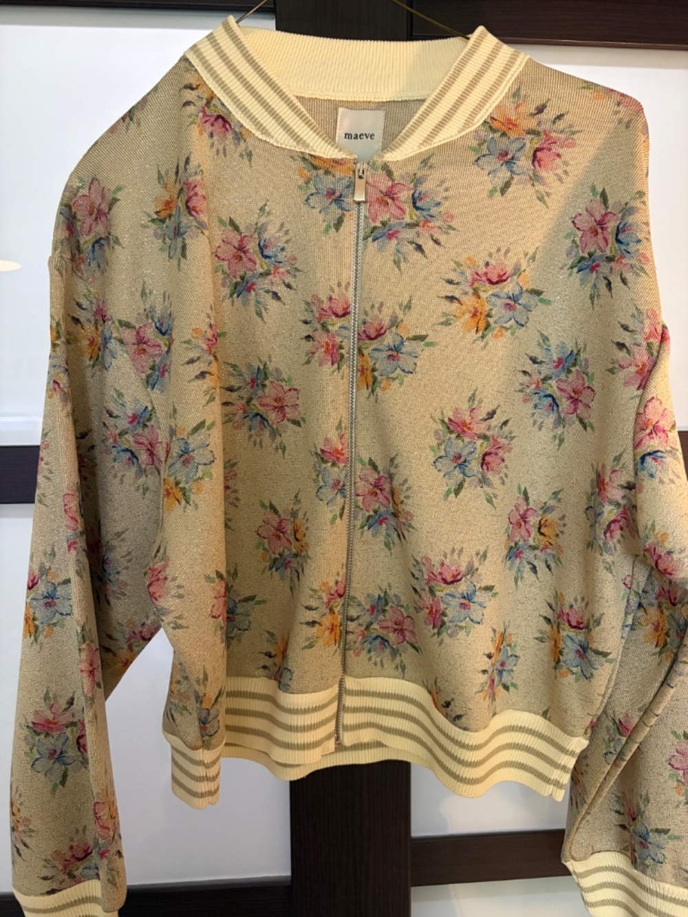 Anthropologie Sparkle Zip Up Jacket Crop by Maeve